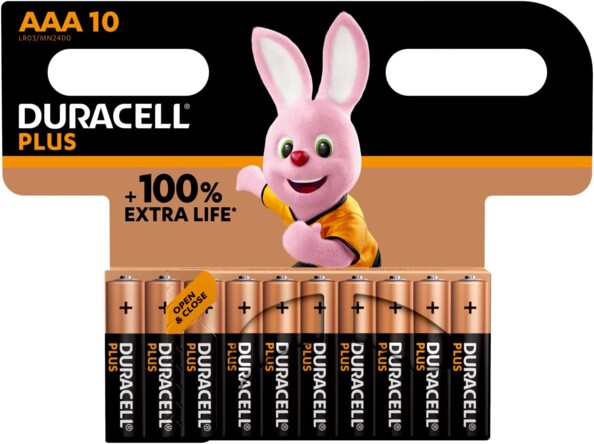 Duracell Plus AAA LR03 batterijen x 10 voor dagelijks gebruik
