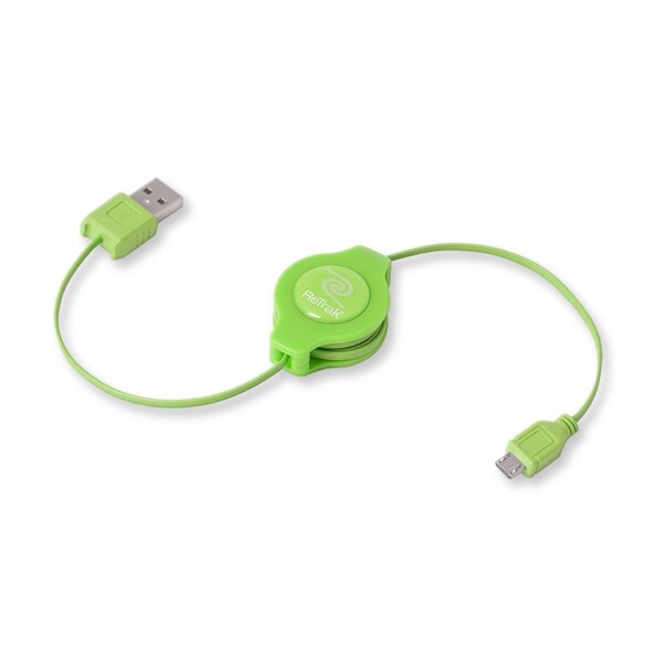 Retrak Micro-USB retractable kabel 1 m groen