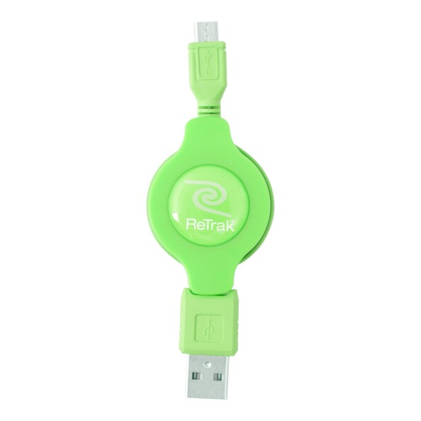 Retrak Micro-USB retractable kabel 1 m groen