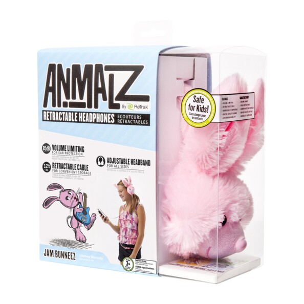 ReTrak Animalz Bunny roze konijnen koptelefoon (3,5 mm)