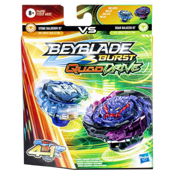 Hasbro Beyblade Burst QuadDrive 2 tollen Stone Balderov B7 vs Roar Balkesh B7