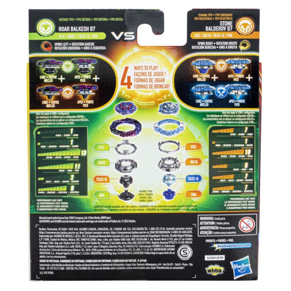 Hasbro Beyblade Burst QuadDrive 2 tollen Stone Balderov B7 vs Roar Balkesh B7
