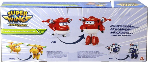 3 figurines robots transformables Super Wings saison 4 Alpha Group