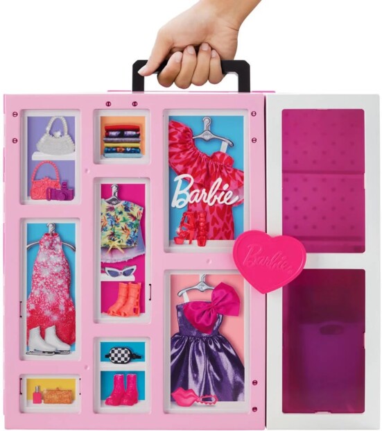 Barbie Deluxe dress-up koffer met pop en 30 kledingstukken