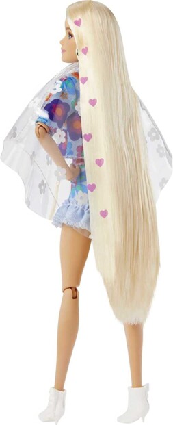 Mattel Barbie Extra pop met bloemenjurk en konijntje