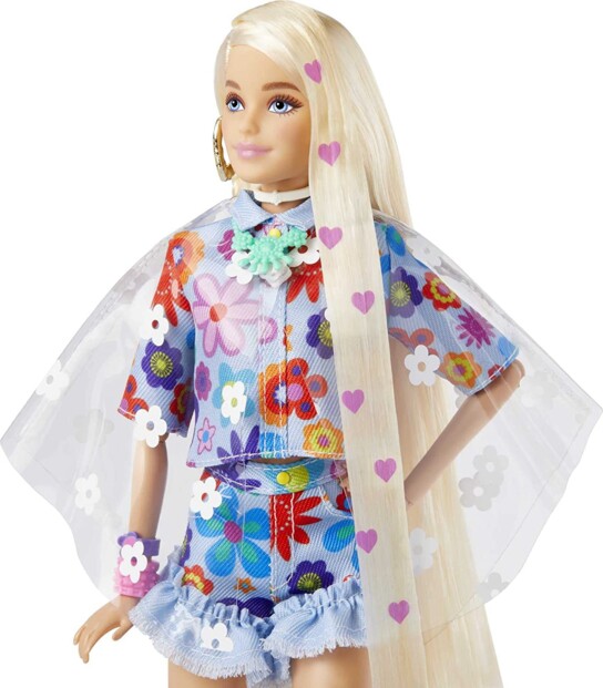 Mattel Barbie Extra pop met bloemenjurk en konijntje
