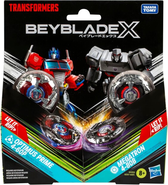 Beyblade X Transformers Collab Optimus Prime 4-60P vs. Megatron 4-80B Multipack