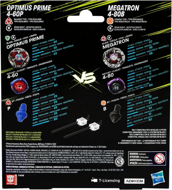 Beyblade X Transformers Collab Optimus Prime 4-60P vs. Megatron 4-80B Multipack