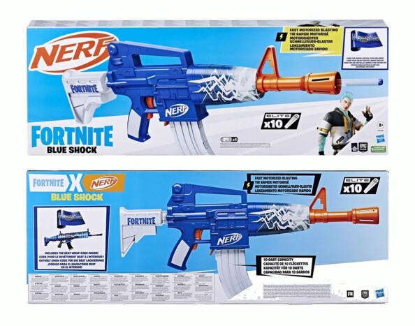 Hasbro Nerf Fortnite Blue Shock dartblaster met gemotoriseerd snelvuur