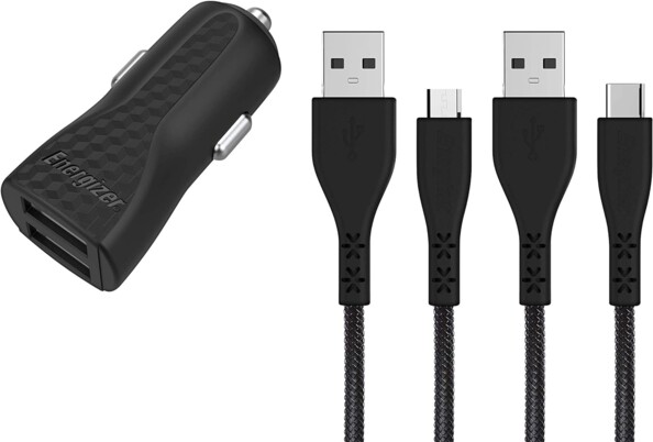 Energizer 12V autolader met 2 x USB 2,4 A en 2 kabels