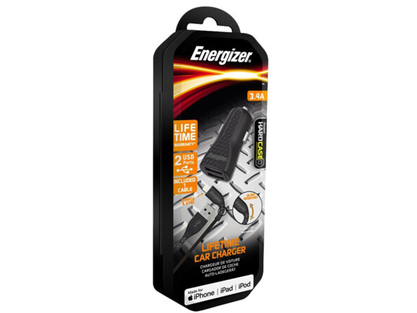 Energizer DC2CLLIM 12V autolader met 2 USB 3,4 A en kabel