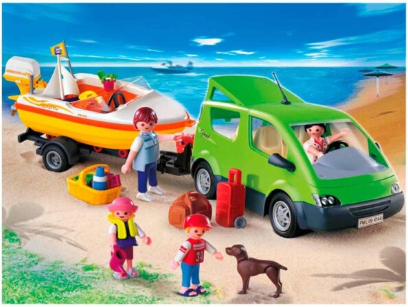 Playmobil Family Fun familieauto met aanhanger voor boottransport