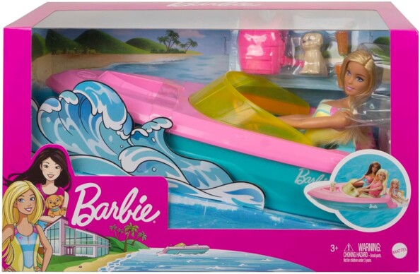 Barbie met haar boot (speelset met pop boot en puppy)