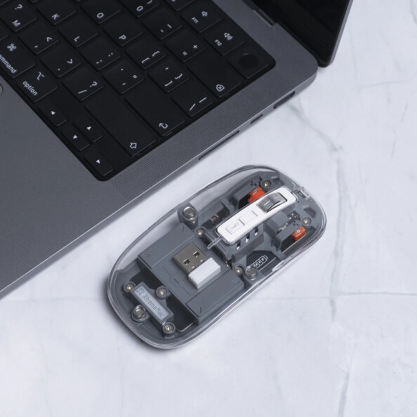 Transparante draadloze muis met bluetooth en 2,4 GHz