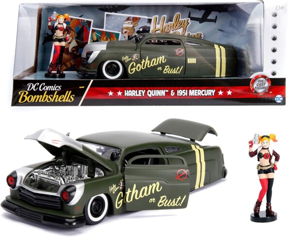 Jada 1951 Mercury modelauto met Harley Quinn actiefiguur
